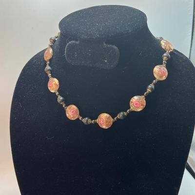 Vintage art glass beaded necklace