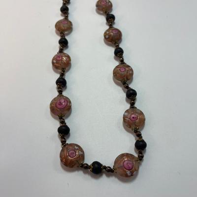 Vintage art glass beaded necklace