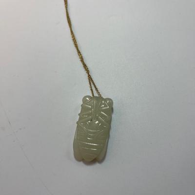Vintage pale jade lucky cicada pendant