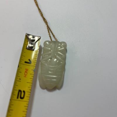 Vintage pale jade lucky cicada pendant