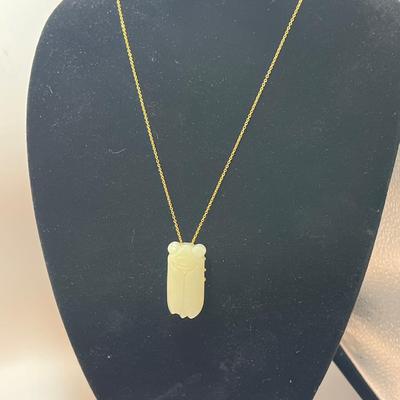 Vintage pale jade lucky cicada pendant