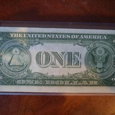 1935 F Series $1 Bill Silver Certificate Blue Seal Serial # W22060127I Uncirc