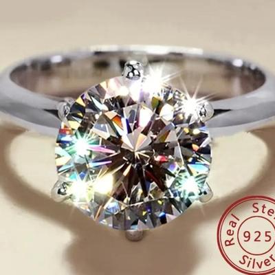 GRA CERTIFIED MOISSANITE 5 ct Sterling Silver Ring