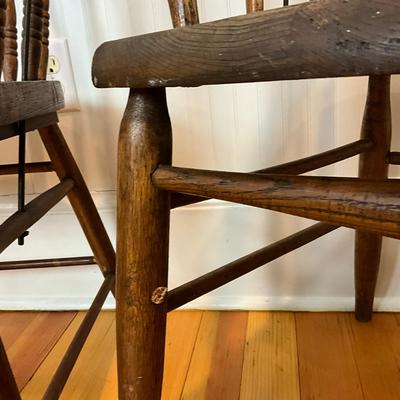 K485 Set of Three Antique Oak Captain Chairs