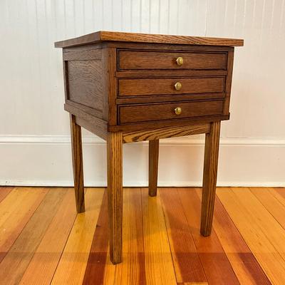K487 Antique Oak Three Drawer Sewing Stand