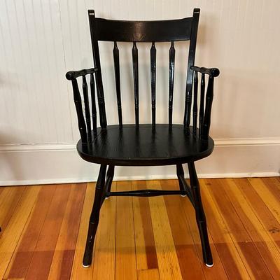 K489 Pair of Black Painted Windsor Chairs