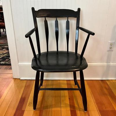 K489 Pair of Black Painted Windsor Chairs