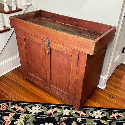 D495 Antique Red Painted Dry Sink