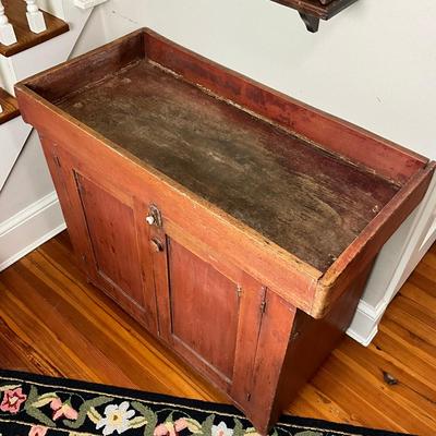D495 Antique Red Painted Dry Sink