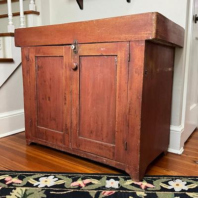 D495 Antique Red Painted Dry Sink