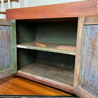 D495 Antique Red Painted Dry Sink