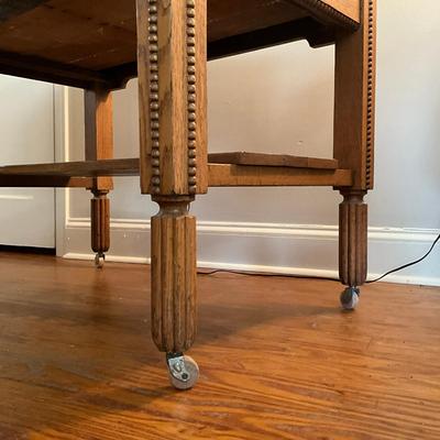 D515 Antique Oak One Drawer Library Table with glass top