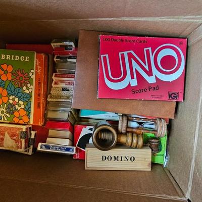 Box of card games and cards