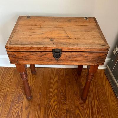 D519 Antique Oak Wooden Box with Legs