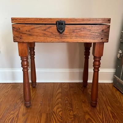 D519 Antique Oak Wooden Box with Legs