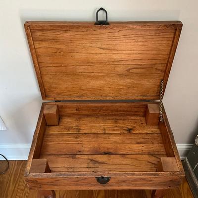 D519 Antique Oak Wooden Box with Legs