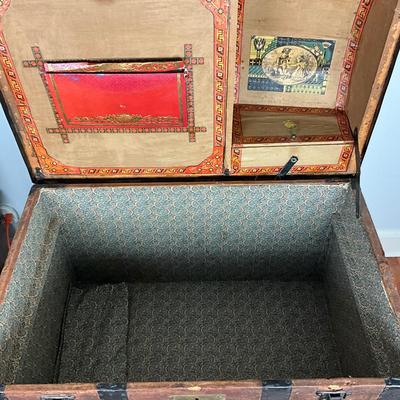 UBC528 Large Dome Top Banded Leather Wrapped Trunk