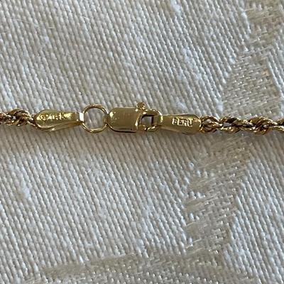 14k Peruvian gold necklace 20” long twisted