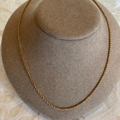14k Peruvian gold necklace 20” long twisted