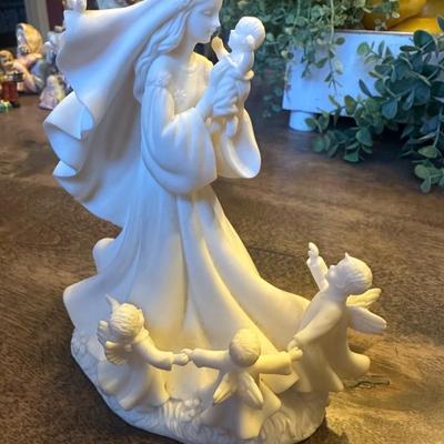 Sale Photo Thumbnail #517: ANGEL HOLDING BABY WITH ANGEL ON THE BOTTEM WHITE FIGURINE
