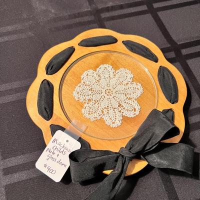 Mackenzie-Childs wood scalloped plate and painted dome