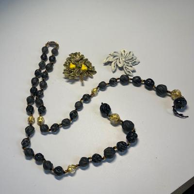 Vintage Necklace and two pins