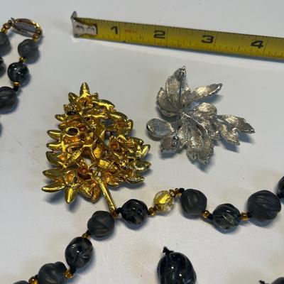 Vintage Necklace and two pins