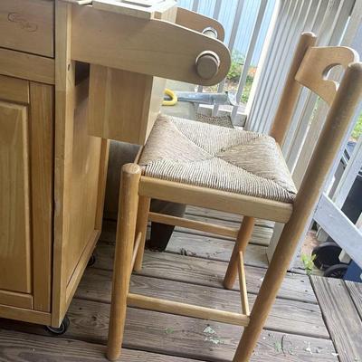 Rolling Kitchen Island Cart + Two Matching Bar Stools