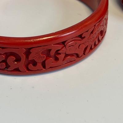 Two vintage Chinese Cinnabar bracelets