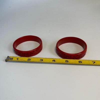 Two vintage Chinese Cinnabar bracelets