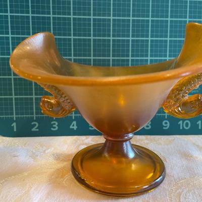 Tangerine stretch glass with double dolphins sides