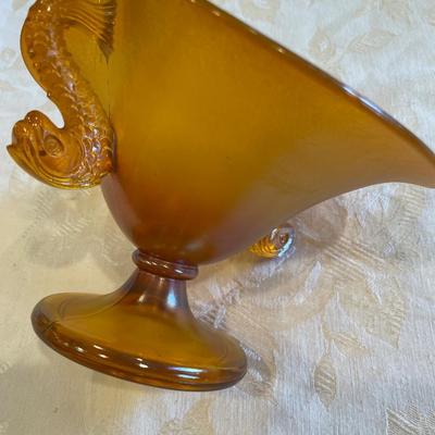 Tangerine stretch glass with double dolphins sides