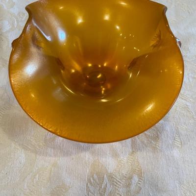 Tangerine stretch glass with double dolphins sides