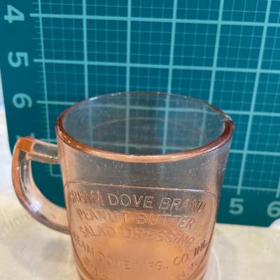Cream Dove brand peanut butter/salad dressing pink glass
