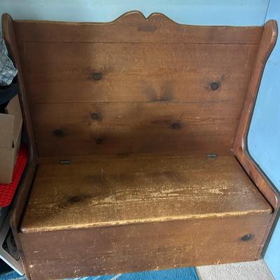Vintage Pine Storage Bench with Lift-Top Seat