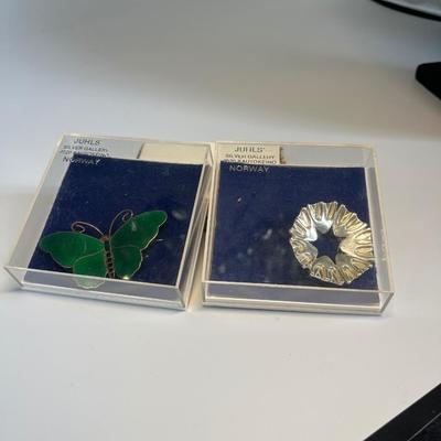 Two sterling Juhls’ Norway pins