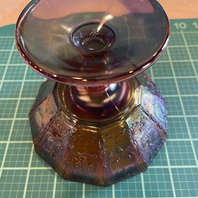2 carnival glass pedestal bowls