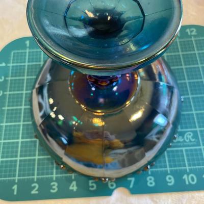 2 carnival glass pedestal bowls