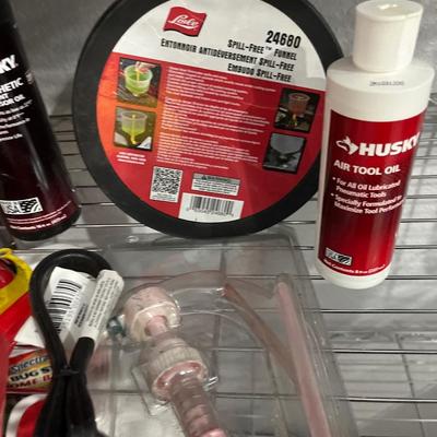 Chainsaw and air, compressor oil, funnels, miscellaneous