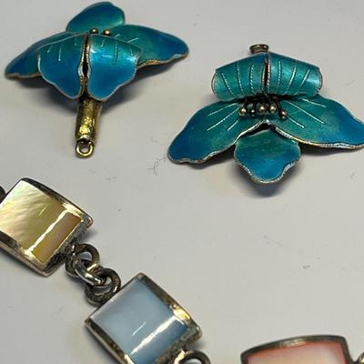 Marked Sterling bracelet and earrings