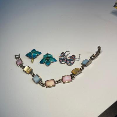 Marked Sterling bracelet and earrings