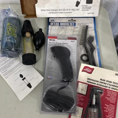 In-line, spark tester, remote, starter switch, universal combustion leak tester