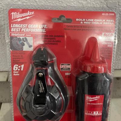 Square, triangle, chalk, reel, wrench holders, and caliper