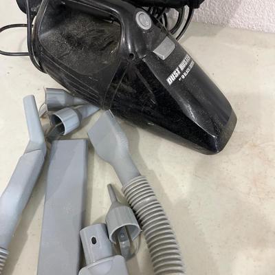 Dustbuster, accessories and tool bag