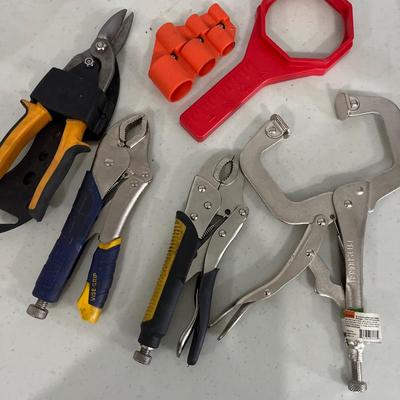 Vice grips, clamp, wire snips & debuting tool