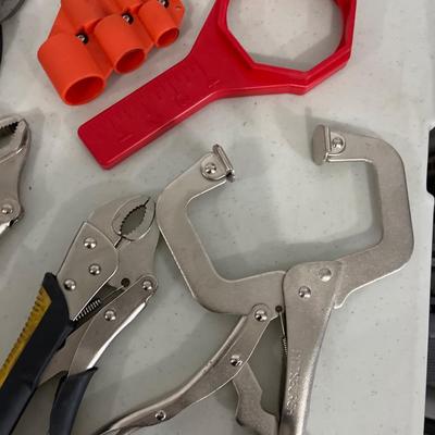 Vice grips, clamp, wire snips & debuting tool