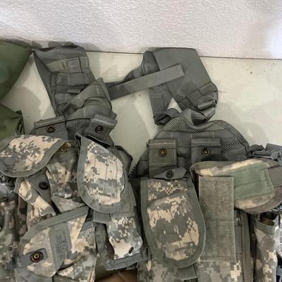 Military helmet, vest and ammunition pouch with bag