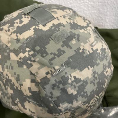 Military helmet, vest and ammunition pouch with bag