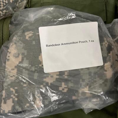 Military helmet, vest and ammunition pouch with bag