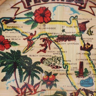 Vintage Glass Top Florida Tray and Coasters